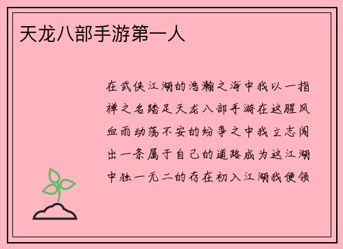 天龙八部手游第一人