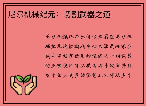 尼尔机械纪元：切割武器之道